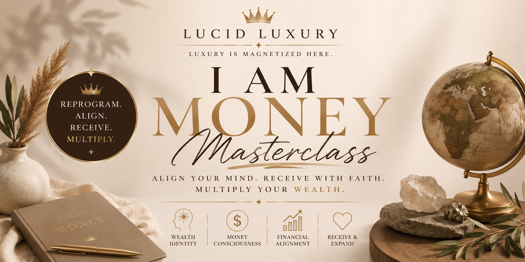 I Am Money Masterclass by Lucid Luxury. Align your mind. Receive with faith. Multiply your wealth.